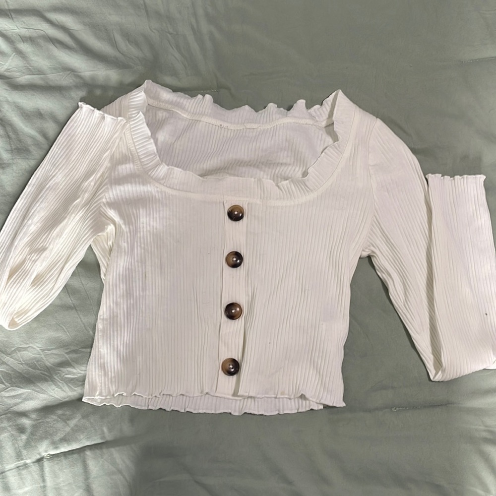 Square necked ruffle crop top